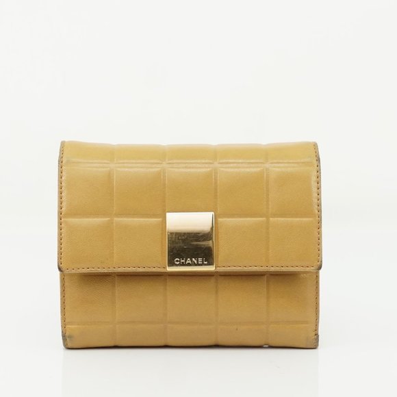 Chanel Handbags - Auth Chanel Wallet Light Brown Leather #5737C64